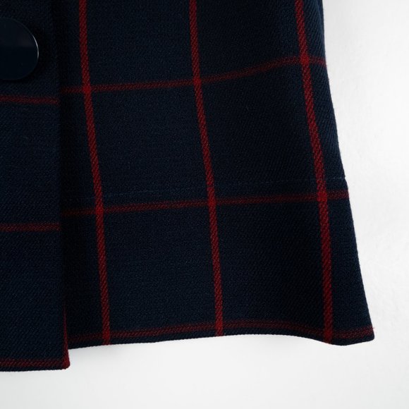 LOFT Outlet navy red windowpane check plaid mini skirt with buttons size… - Picture 4 of 10